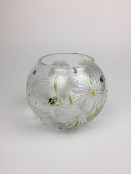 candle holder daisies and bees