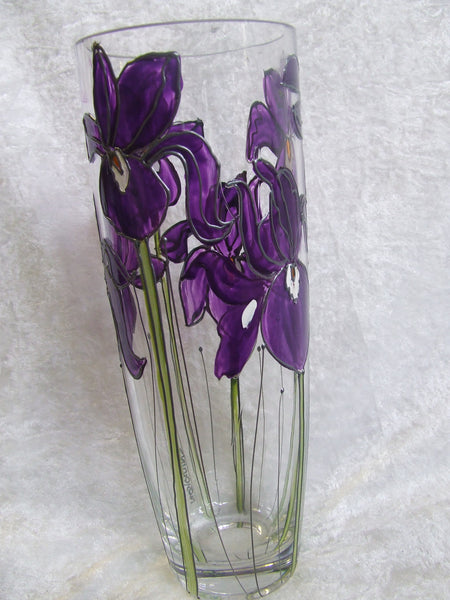 conical purple iris vase
