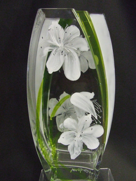 white lily vase