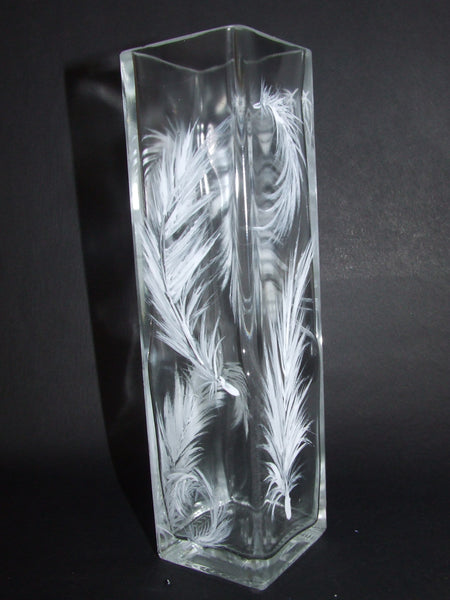 white feather vase